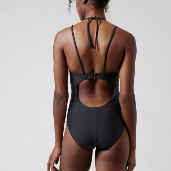 Athleta Women's Keyhole One Piece Swimsuit in Black - Picture 2 of 8